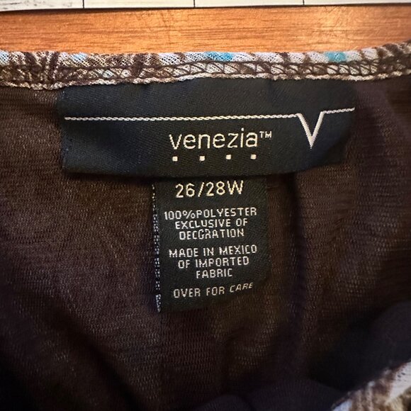 Venezia y2k blouse Brown & Blue Floral Pattern Off-Shoulder Ruffle Blinged - Picture 5 of 7